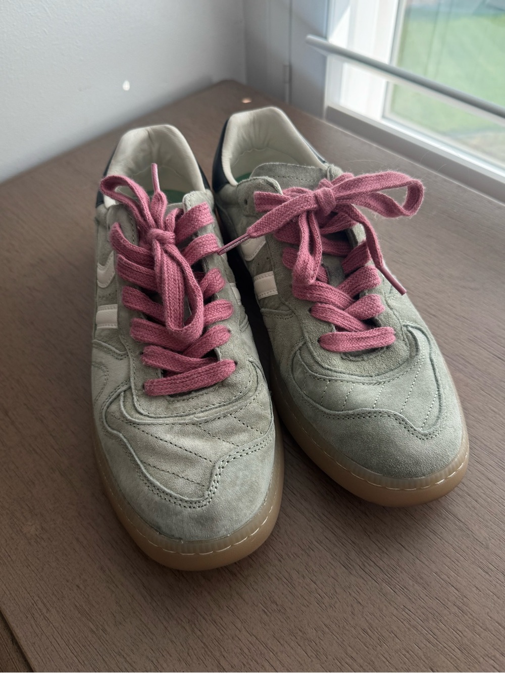 Coolway Green and Pink Suede Low-Top Sneakers